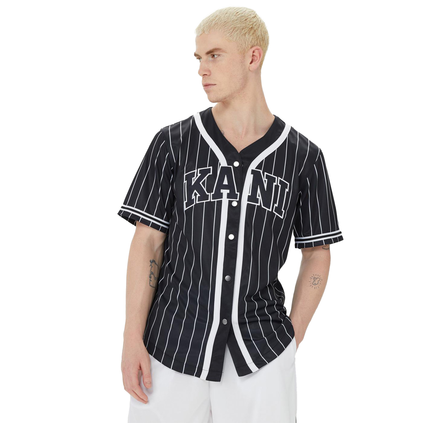 SERIF PINSTRIPE BASEBALL SHIRT