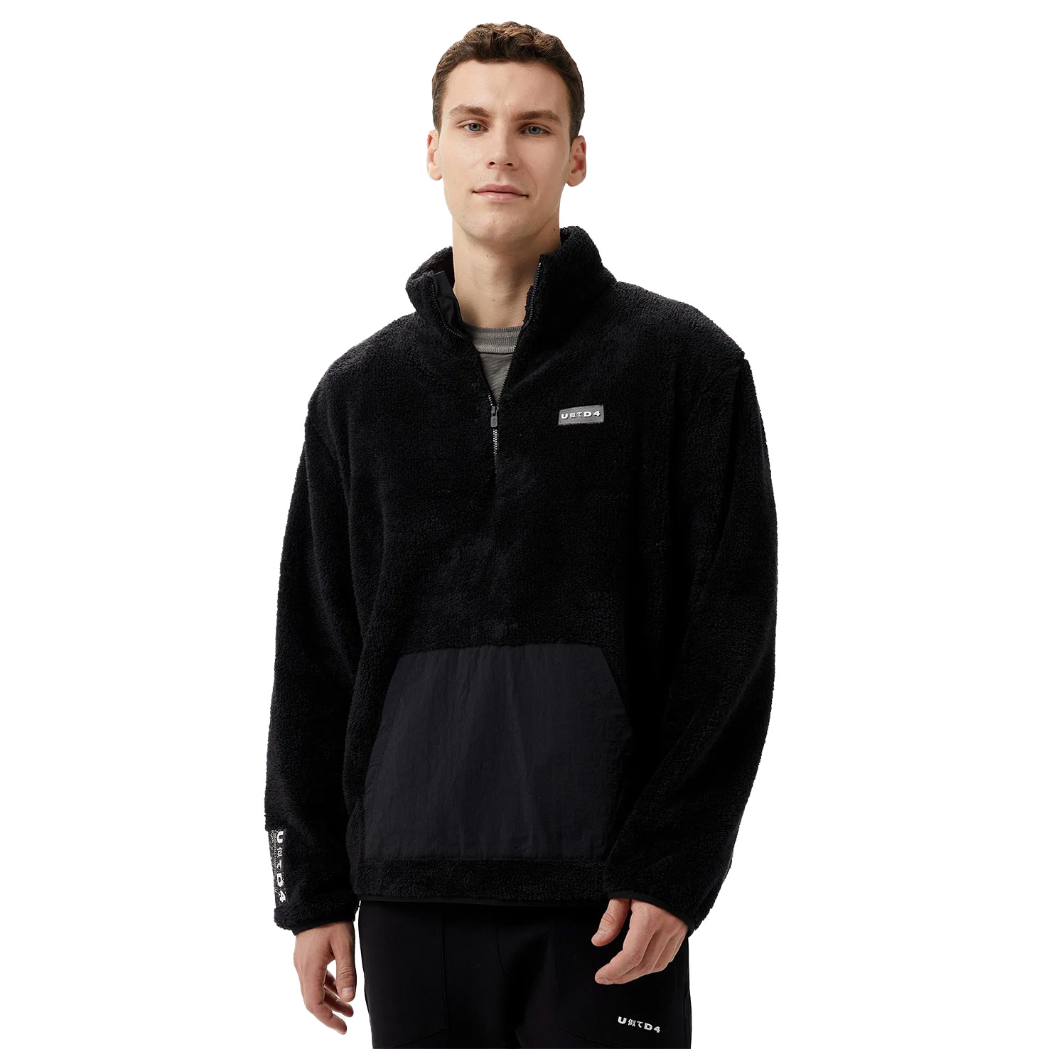 

SHERPA HALF ZIP HOODIE, Черный
