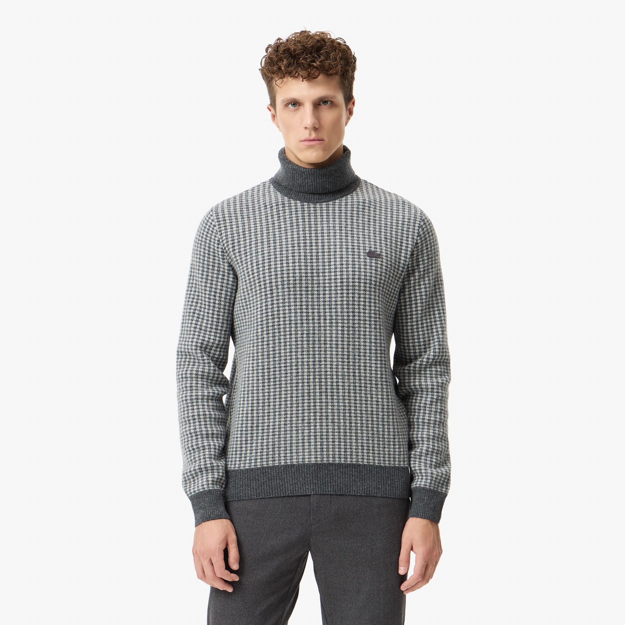 Мужской свитер Lacoste с высоким воротом классического кроя