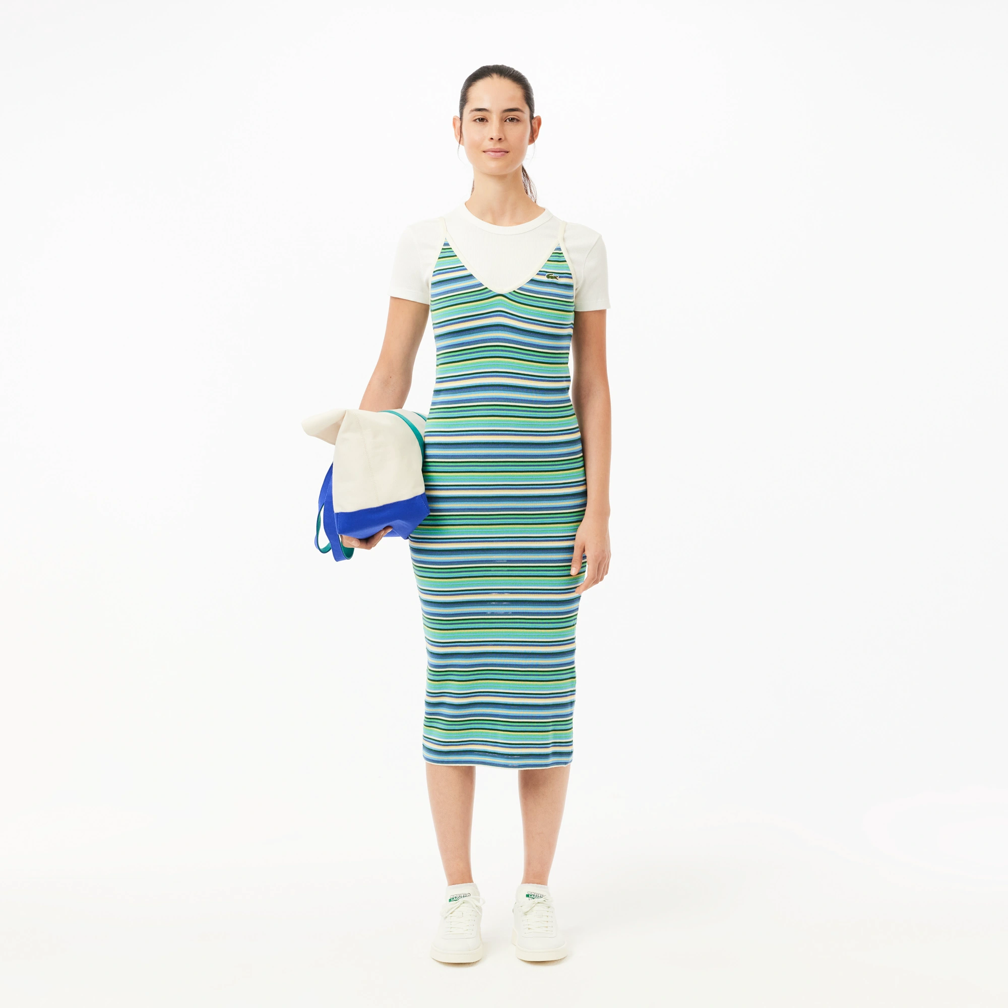 Женское длинное платье Lacoste в полоску