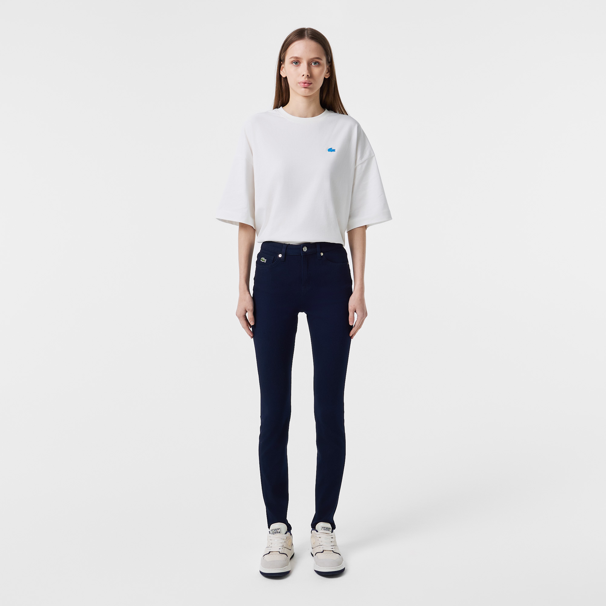 Женские джинсы с высокой талией Lacoste облегающего кроя