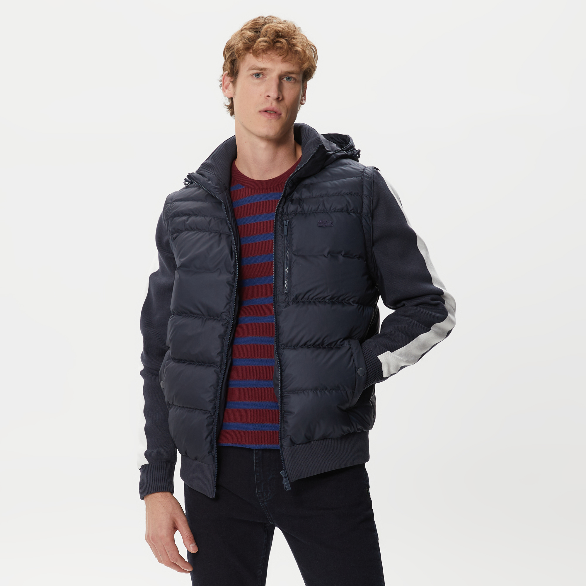 Мужской утеплённый жилет Lacoste с капюшоном