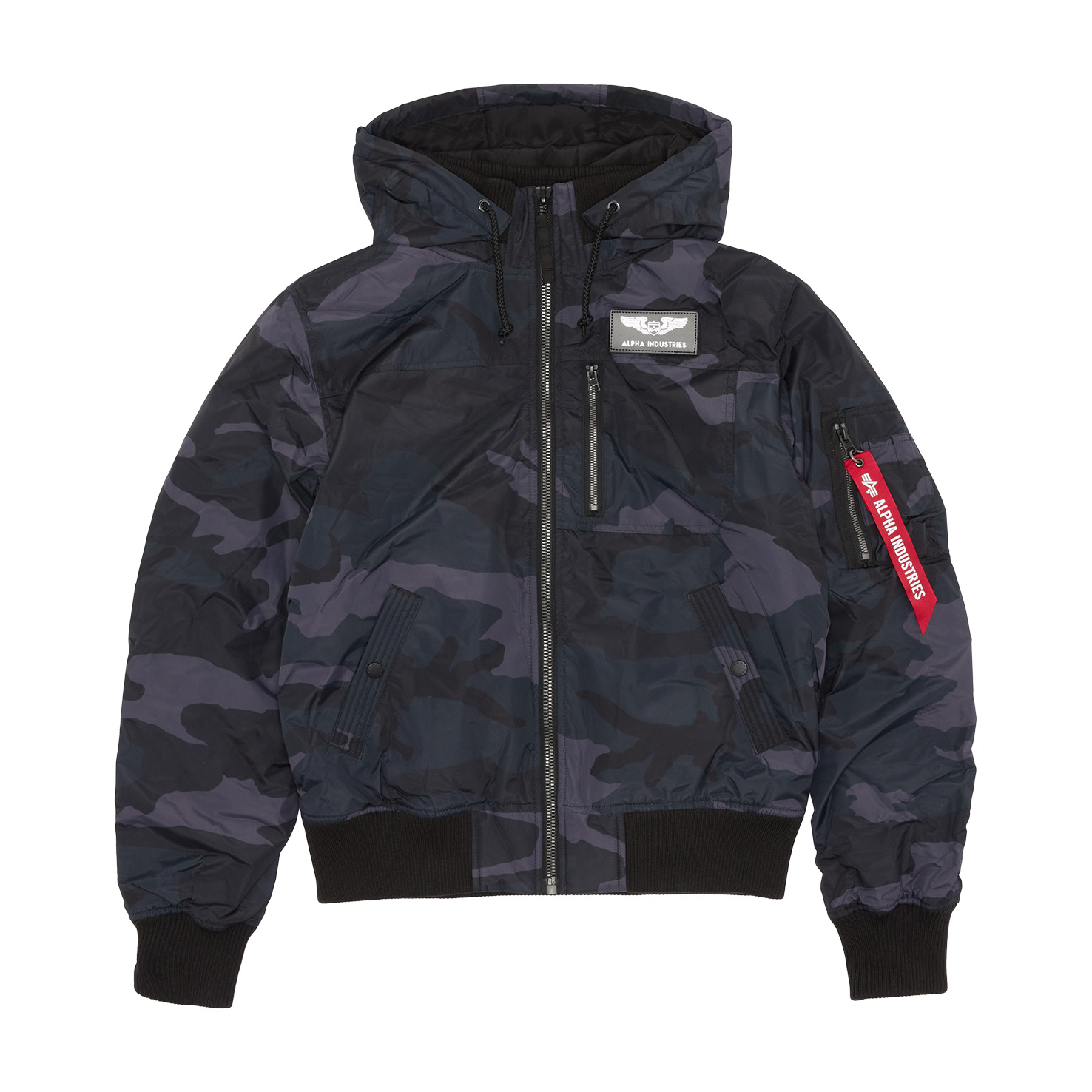 HOODED RIB FLIGHT JACKET