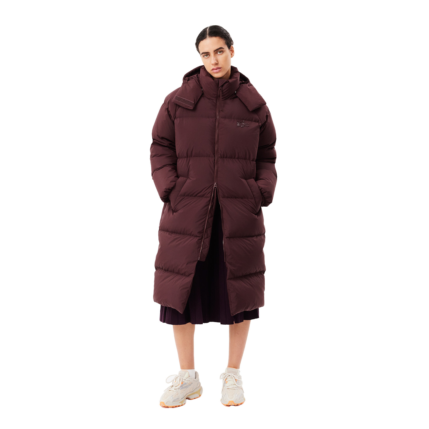 Длинный пуховик  с капюшоном