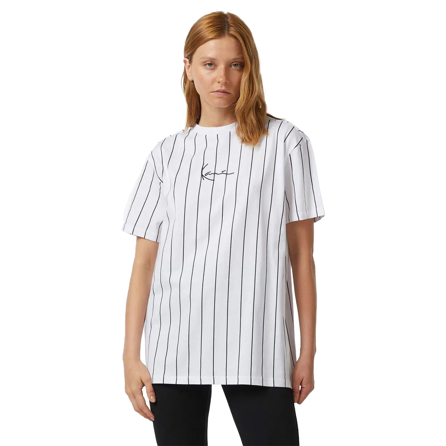 SMALL SIGNATURE ESSENTIAL PINSTRIPE OS TEE