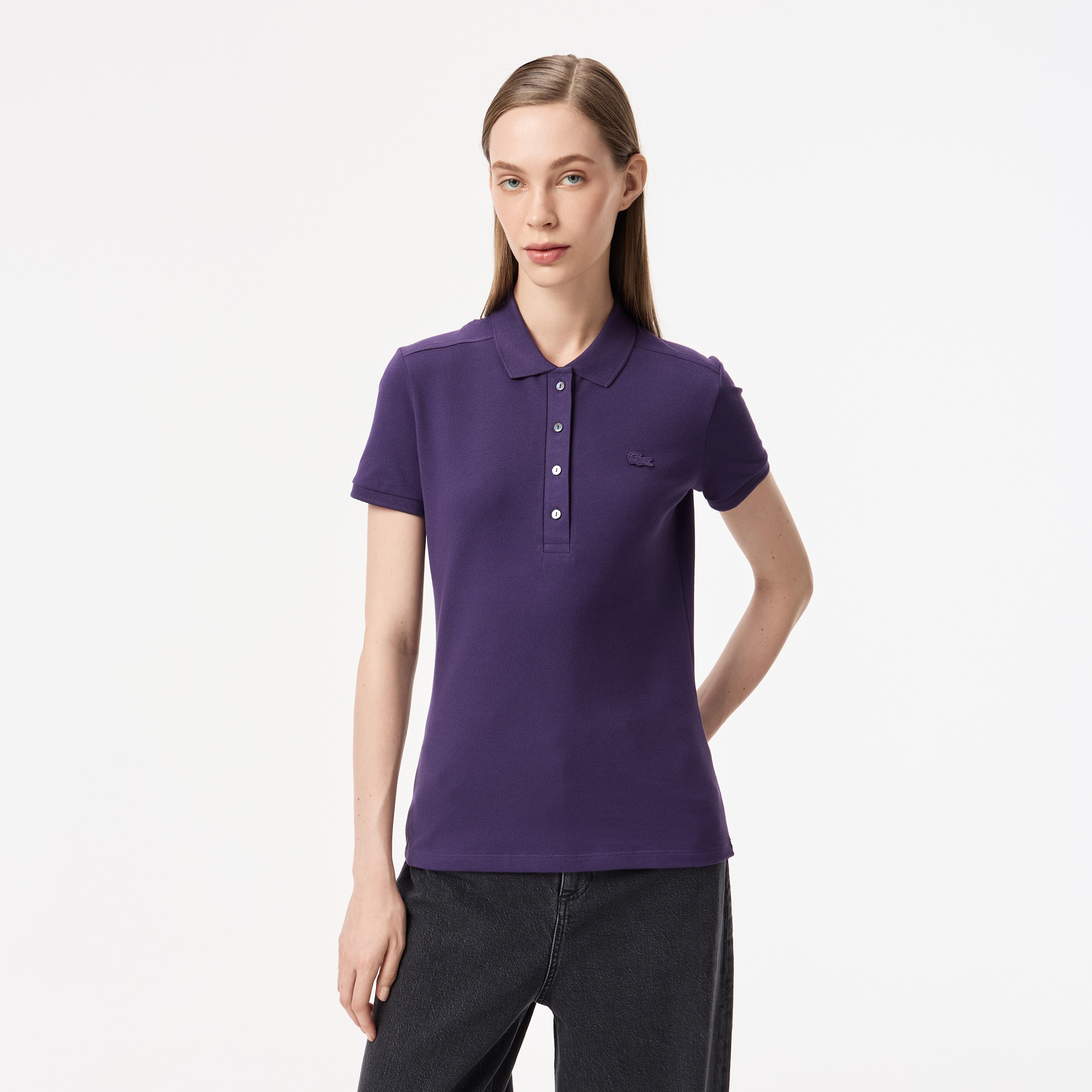 Женское поло Lacoste приталенного кроя из эластичного хлопка