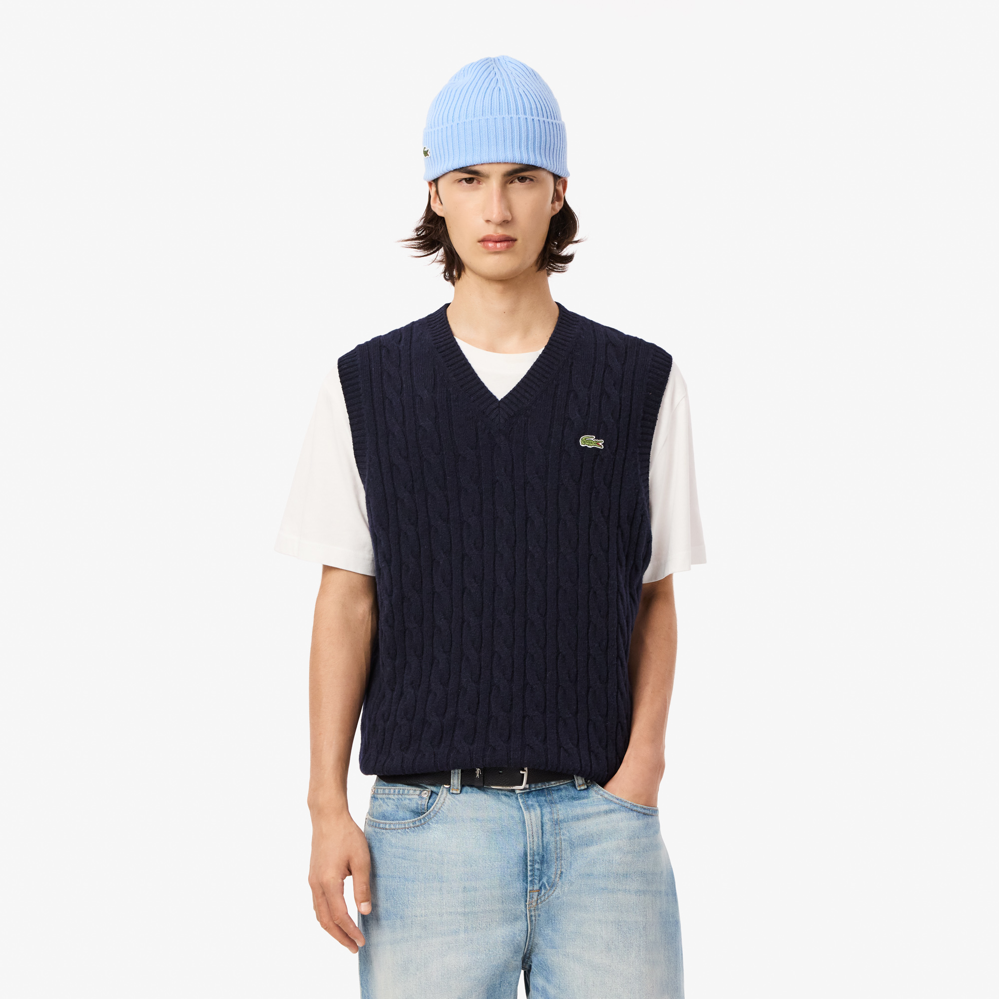 Мужской жилет Lacoste из овечьей шерсти без рукавов
