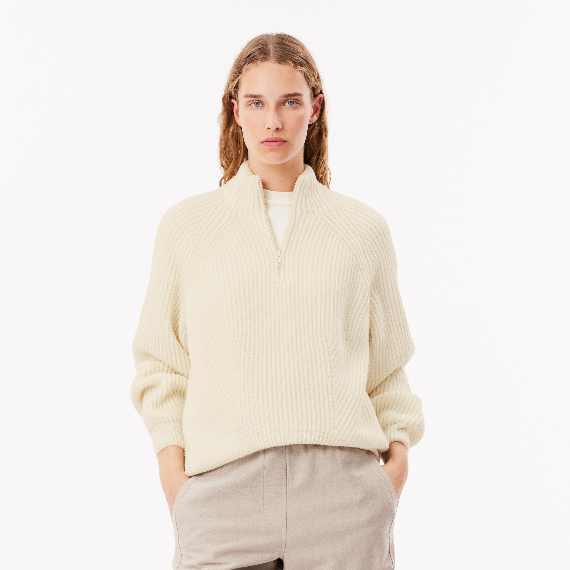 Женский шерстяной свитер Lacoste на молнии