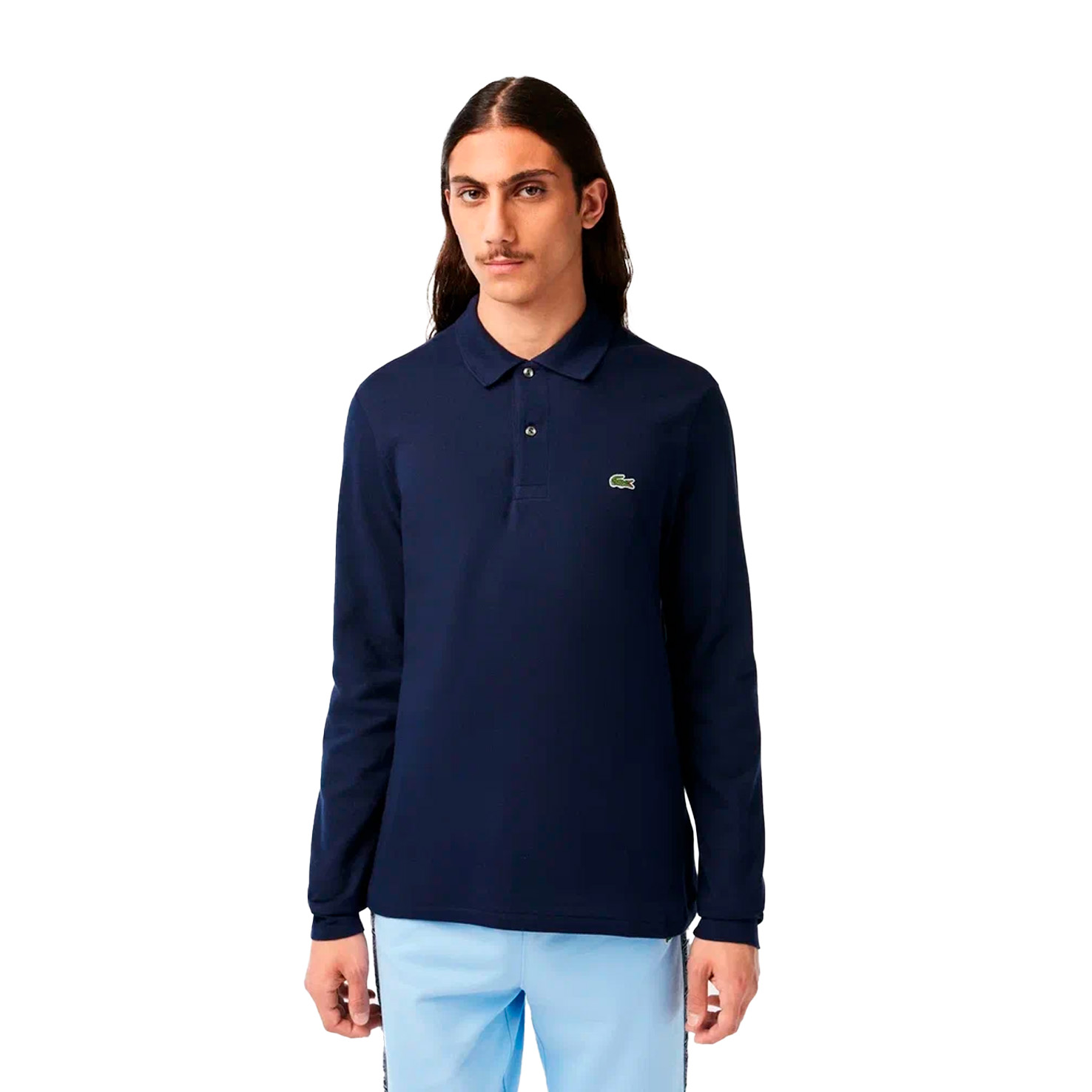 Мужское поло Lacoste L.12.21 классического кроя с длинным рукавом