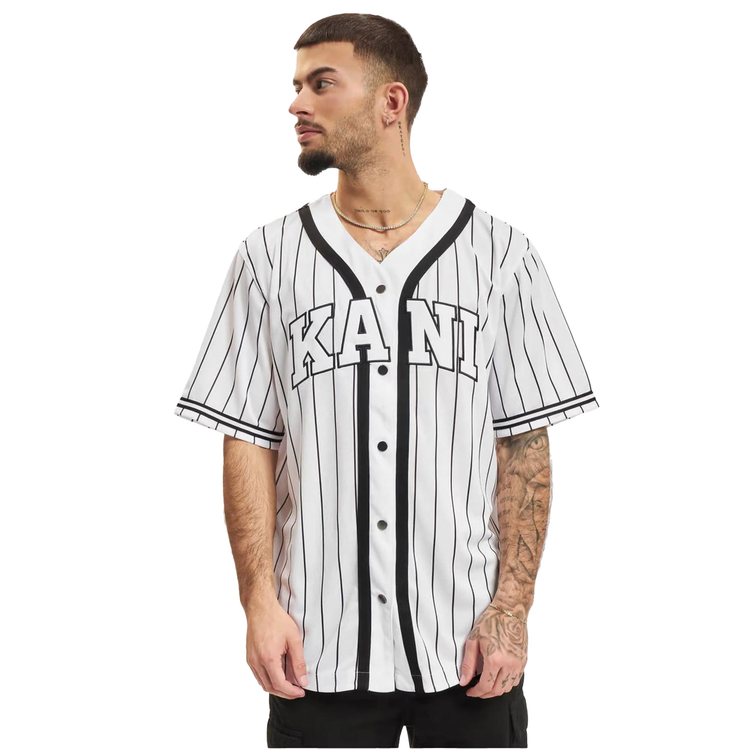 SERIF PINSTRIPE BASEBALL SHIRT