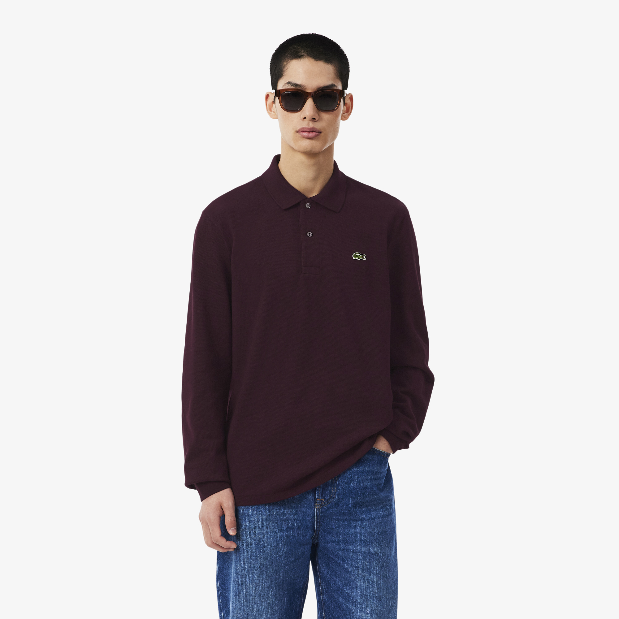 Оригинальная мужская рубашка-поло Lacoste L.12.12 с длинным рукавом