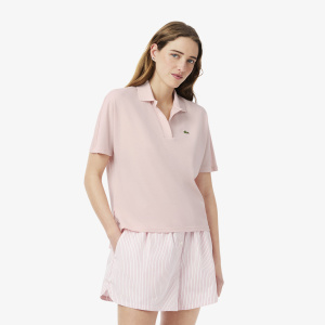 Женское Женская рубашка-поло Lacoste из струящегося хлопка свободного кроя
