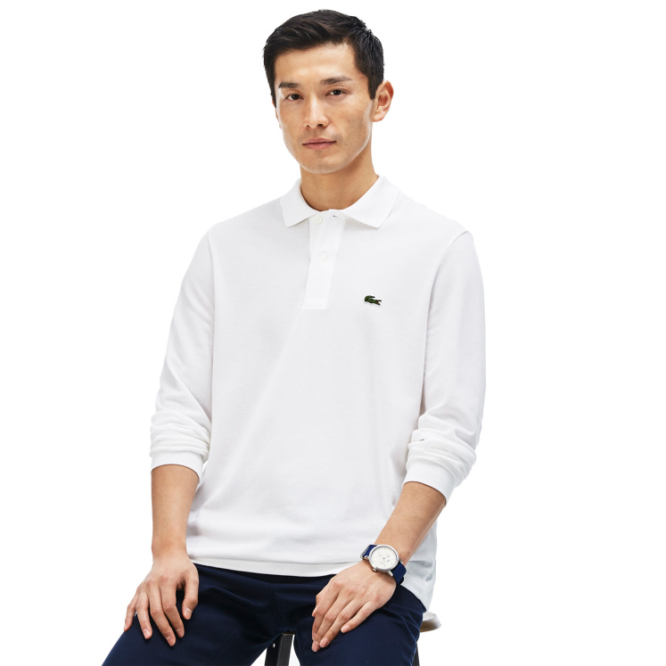 Мужское Мужское поло Lacoste L.12.21 классического кроя с длинным рукавом