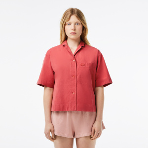 Женская Женская рубашка Lacoste оверсайз с коротким рукавом