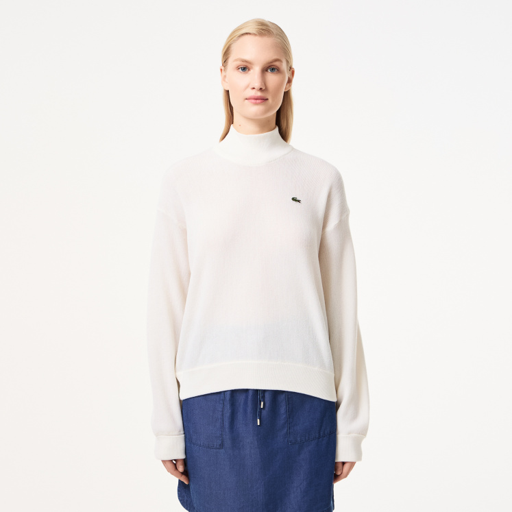 Женский Женский шерстяной свитер Lacoste с высоким воротом