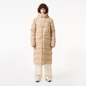 Женский Женский длинный пуховик Lacoste с высоким воротом