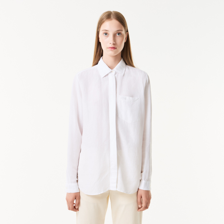 Женская Женская лёгкая рубашка Lacoste из льна
