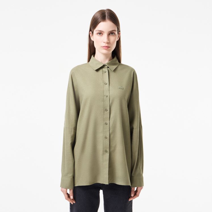 Женская Женская хлопковая рубашка Lacoste свободного кроя