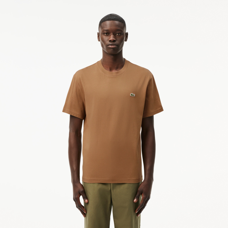 Мужская Мужская хлопковая футболка Lacoste с коротким рукавом