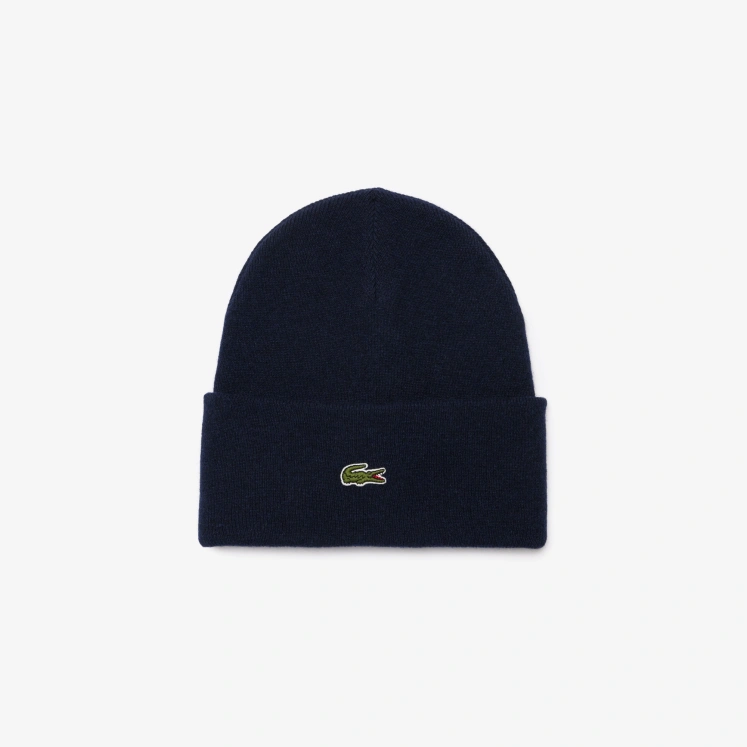 Шерстяная шапка Lacoste унисекс в рубчик
