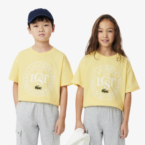 Детская Детская футболка Lacoste из хлопка с принтом