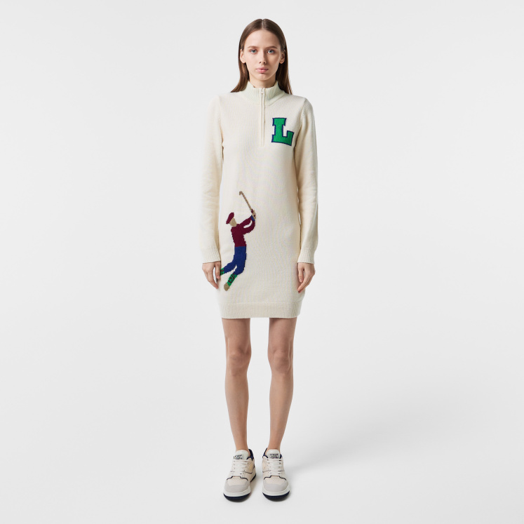 Женское Женское платье Lacoste с высоким воротом на молнии