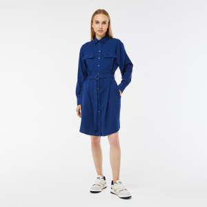 Женское Платье Lacoste стандартного кроя с длинными рукавами и поясом