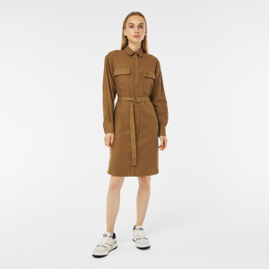 Женское Платье Lacoste стандартного кроя с длинными рукавами и поясом