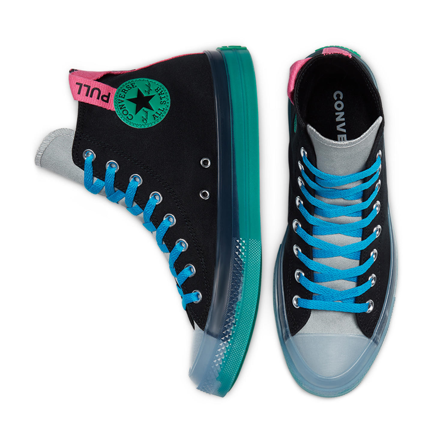 teal and black converse